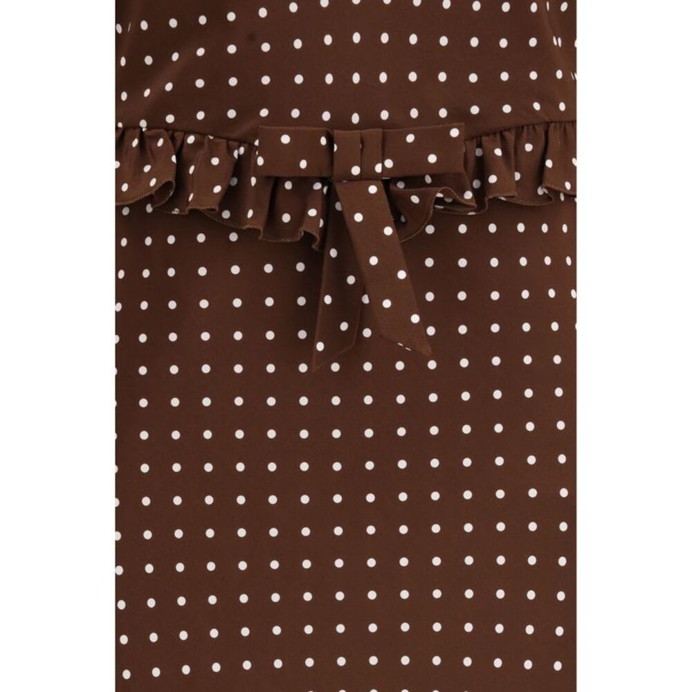 Alessandra Rich Women Polka Dot Silk Crêpe De Chine Midi Dress With Bow - Picture 3 of 3